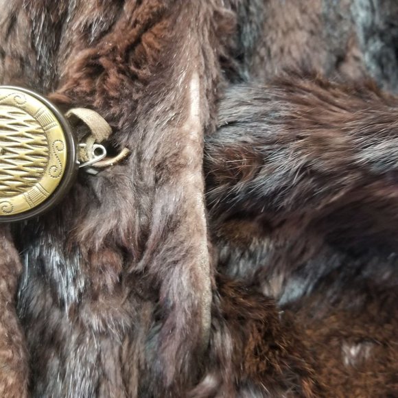 Brown M Fur Coat Pockets Cosplay Fashion Trench Woman Glam Starlet Luxury - Picture 9 of 14